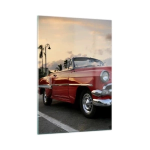 Glastavla - Bild på glas - Tropikens röda glöd - 50x70 cm