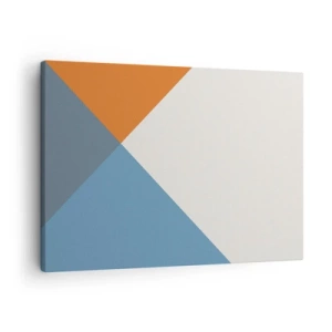 Canvastavla - Bild på duk - Geometriska trianglar i nyanser av blått och orange - 70x50cm - Under vinkel… - Modern väggdekoration för vardagsrum och sovrum ARTTOR
