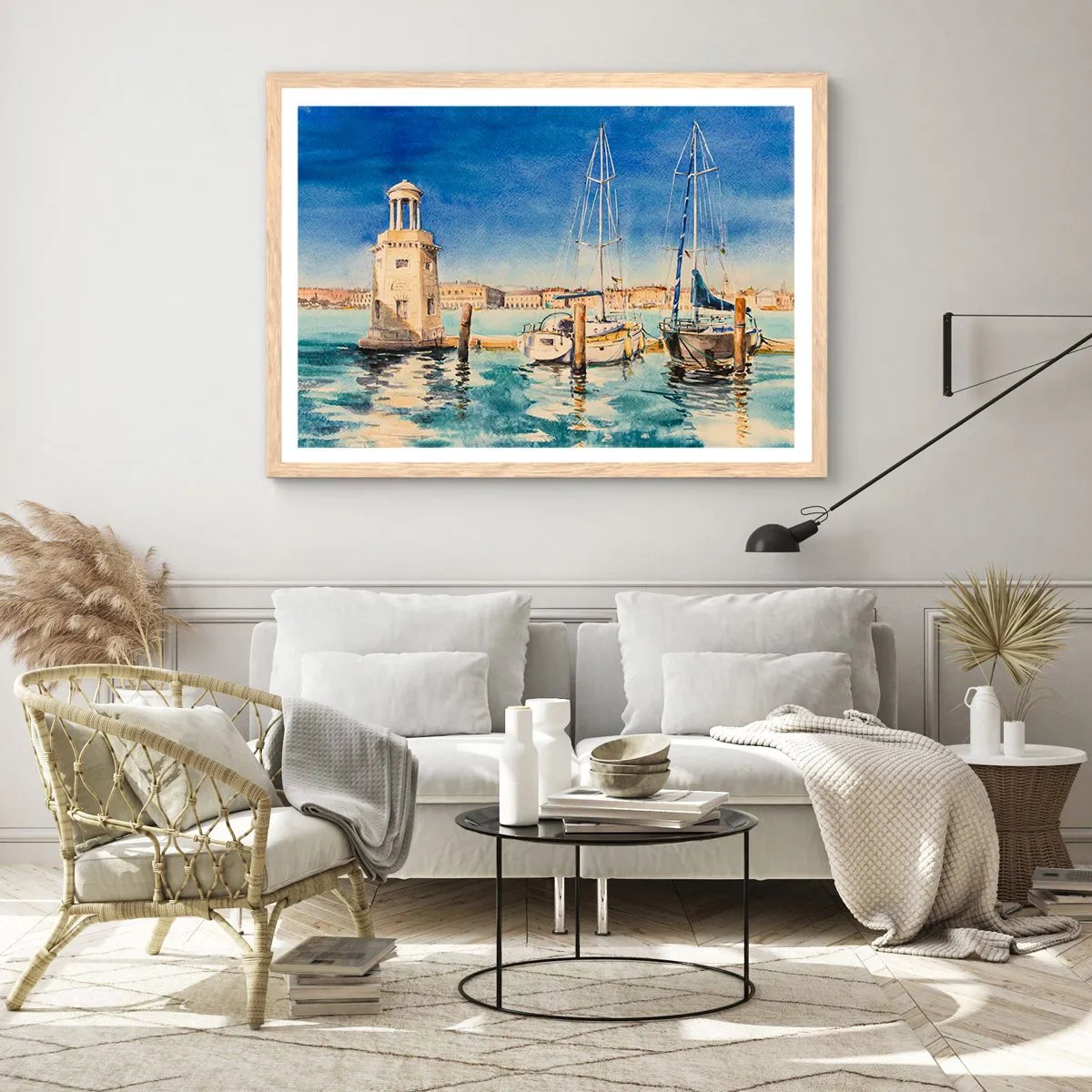 Affisch i ram av ljusek - Solig lagun - 91x61 cm