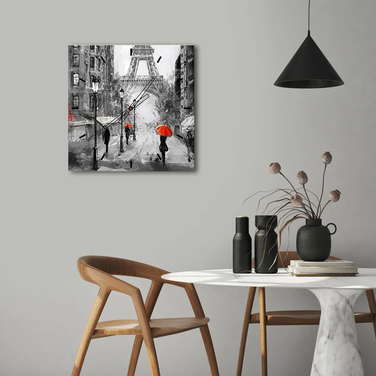 Väggklocka - Klocka på glas - Alla vägar leder till tornet - 40x40 cm