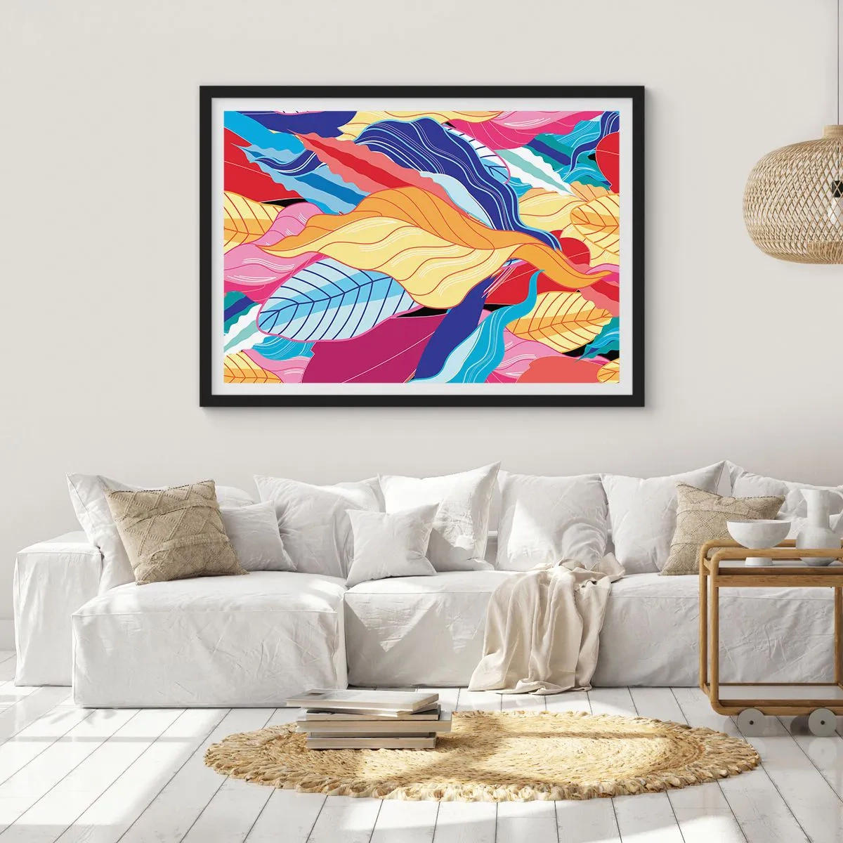 Affisch i svart ram - Färgglad röra - 100x70 cm