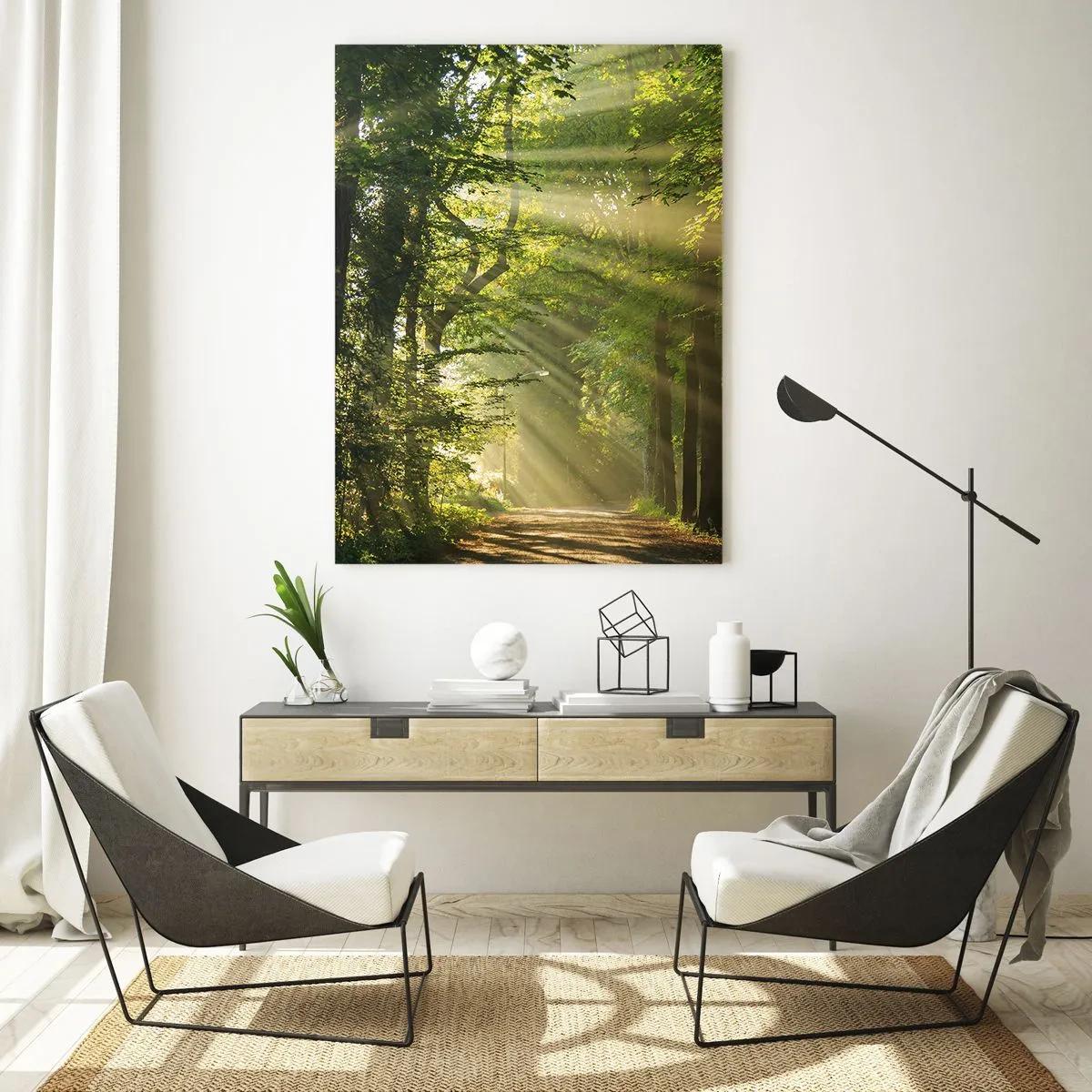 Glastavla - Bild på glas - En stund i skogen - 50x70 cm