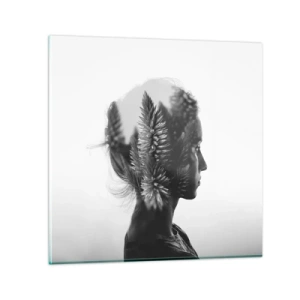 Glastavla - Bild på glas - Furuskogens härskarinna - 50x50 cm