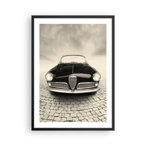 Affisch i svart ram - Framsidan av en klassisk bil på en kullerstensgata - 50x70cm - Hur kan man inte älska mig? - Modern väggdekoration för vardagsrum och sovrum ARTTOR