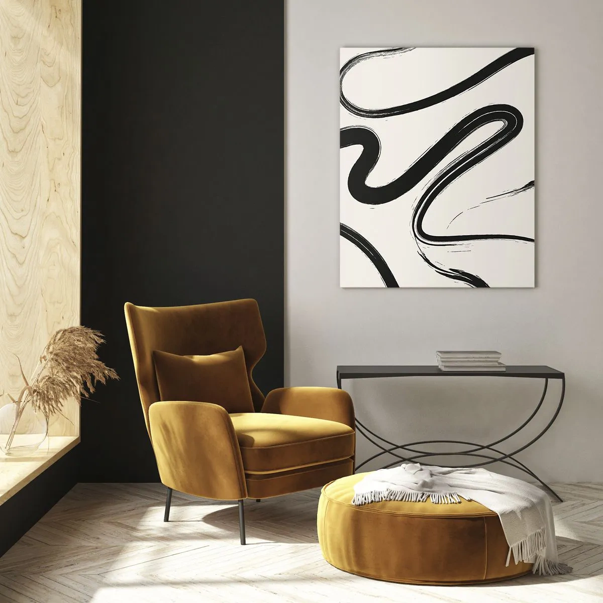 Glastavla - Bild på glas - Svart och vit elegans - 50x70 cm