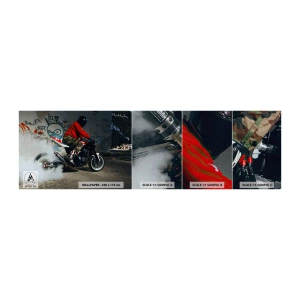 Provbit av fototapet Premium Canvas - Jaga mig! - Bil, Motorcykel, Graffiti - 100x30 cm