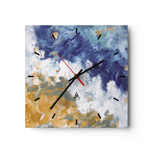 Väggklocka - Klocka på glas - Elementens dans - 30x30 cm