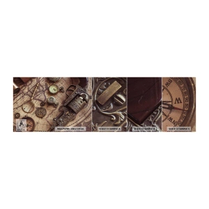 Provbit av fototapet Premium Sand - Äventyret kallar - Världskarta, Kompass, Revolver - 100x30 cm
