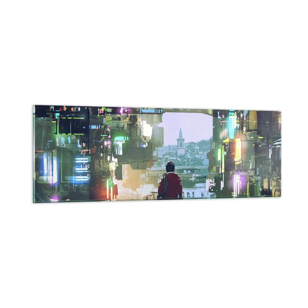 Glastavla - Bild på glas - Två världar - 90x30 cm