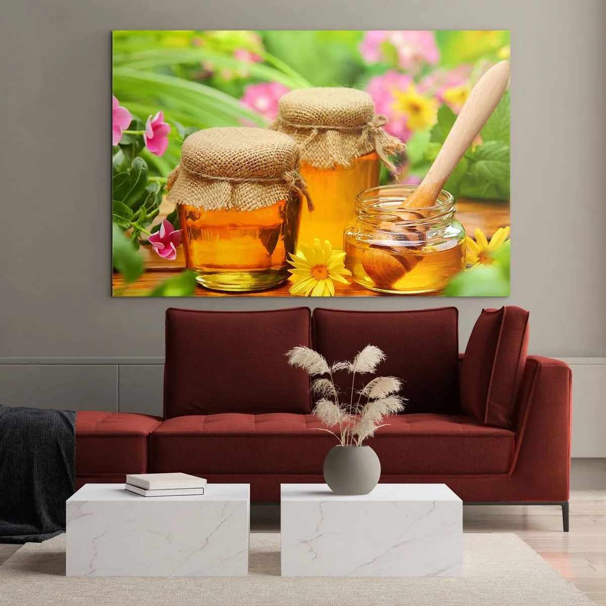 Glastavla - Bild på glas - Sött och blommigt - 100x70 cm