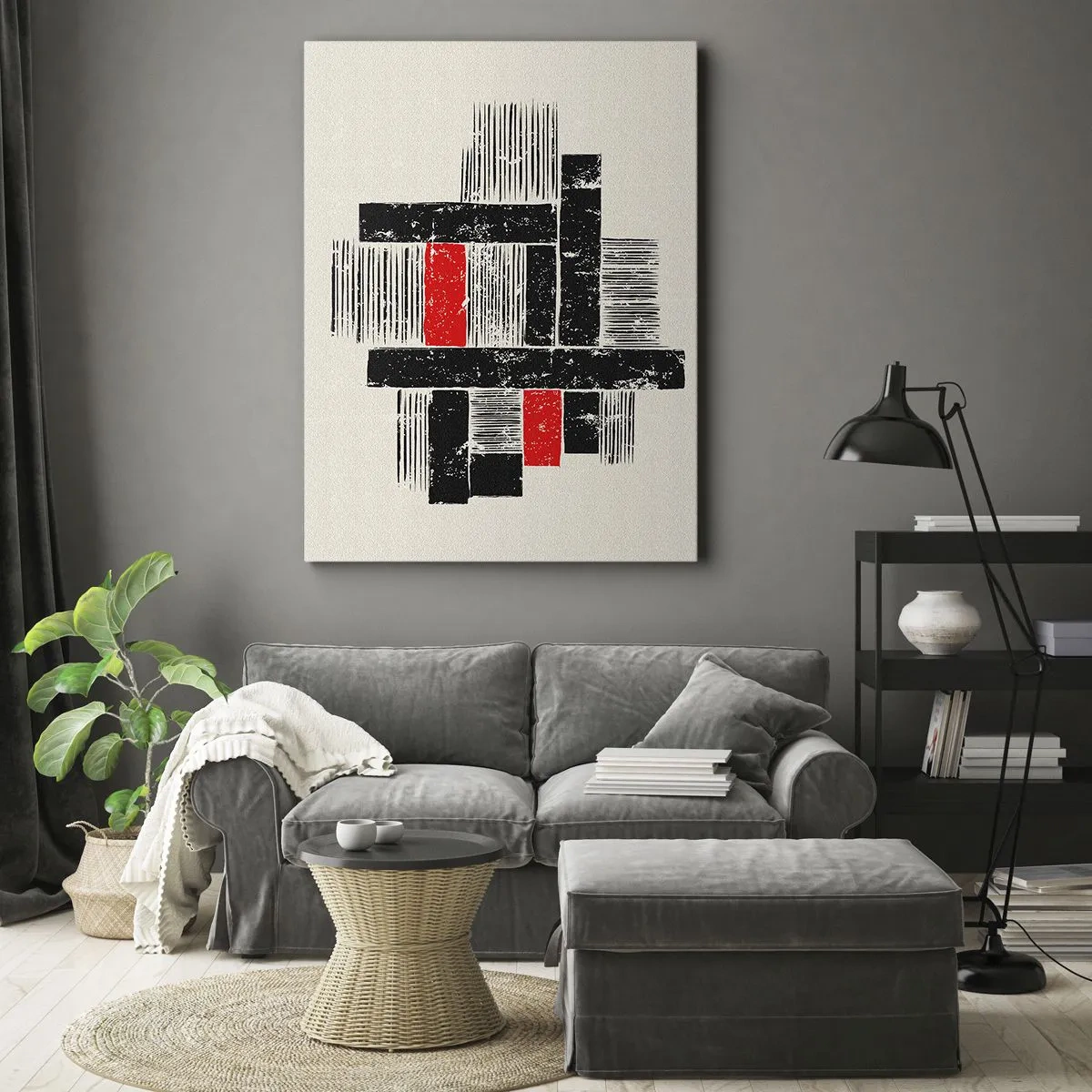 Canvastavla - Bild på duk - Rött och svart - 50x70 cm