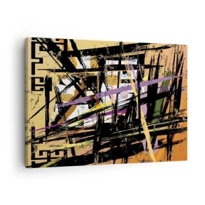 Canvastavla - Bild på duk - Abstrakta linjer och former på en beige bakgrund - 70x50cm - Skarpt snitt - Modern väggdekoration för vardagsrum och sovrum ARTTOR