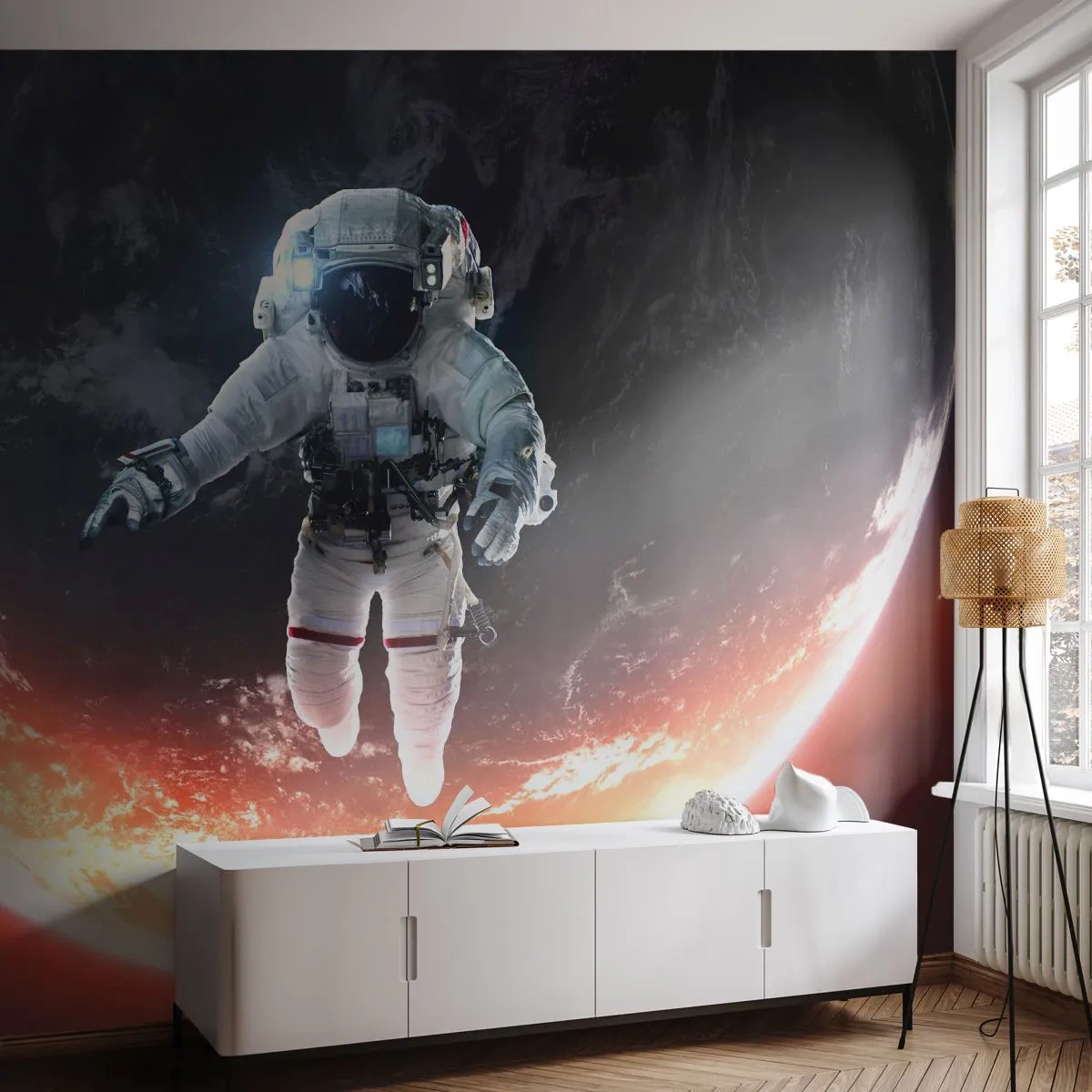 Självhäftande Fototapet Deluxe Sticker - Får jag stanna en stund till? - Astronaut, Kosmos, Kosmonaut - 250x175 cm