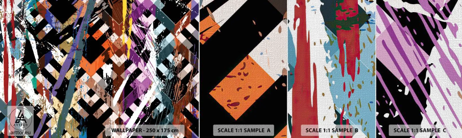 Provbit av fototapet Premium Canvas - Kvadraten - Abstraktion, Bit, Modernt mönster - 100x30 cm