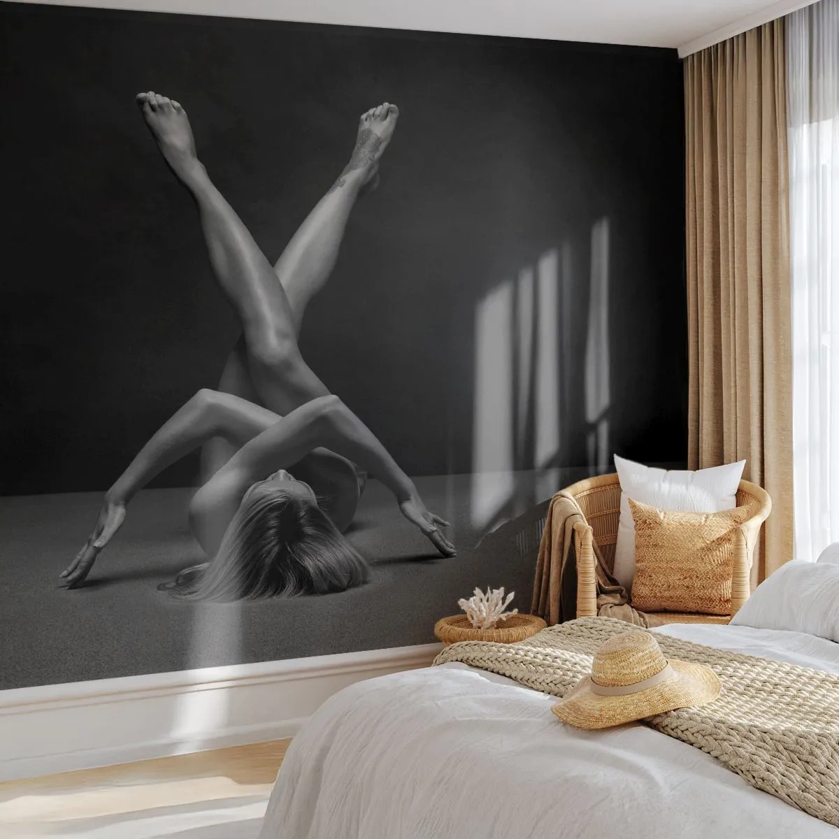Självhäftande Fototapet Deluxe Sticker - Nakenhetens geometri - Kvinna, Bit, Kropp - 250x175 cm
