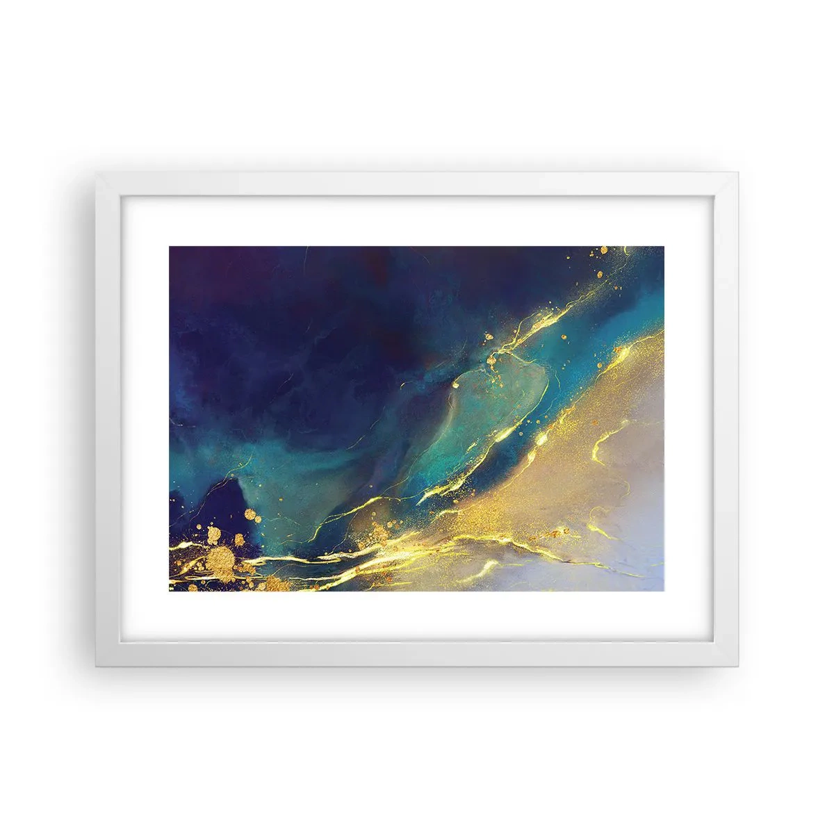 Affisch i vit ram - Utspillt guld - 40x30 cm