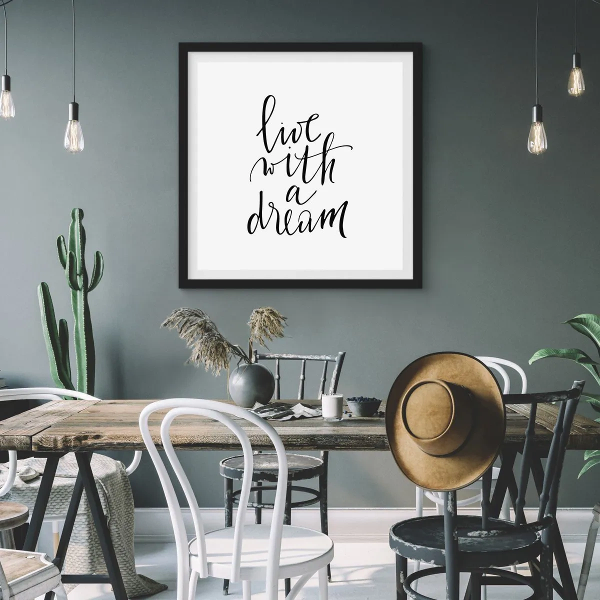 Affisch i svart ram - Of course - 60x60 cm