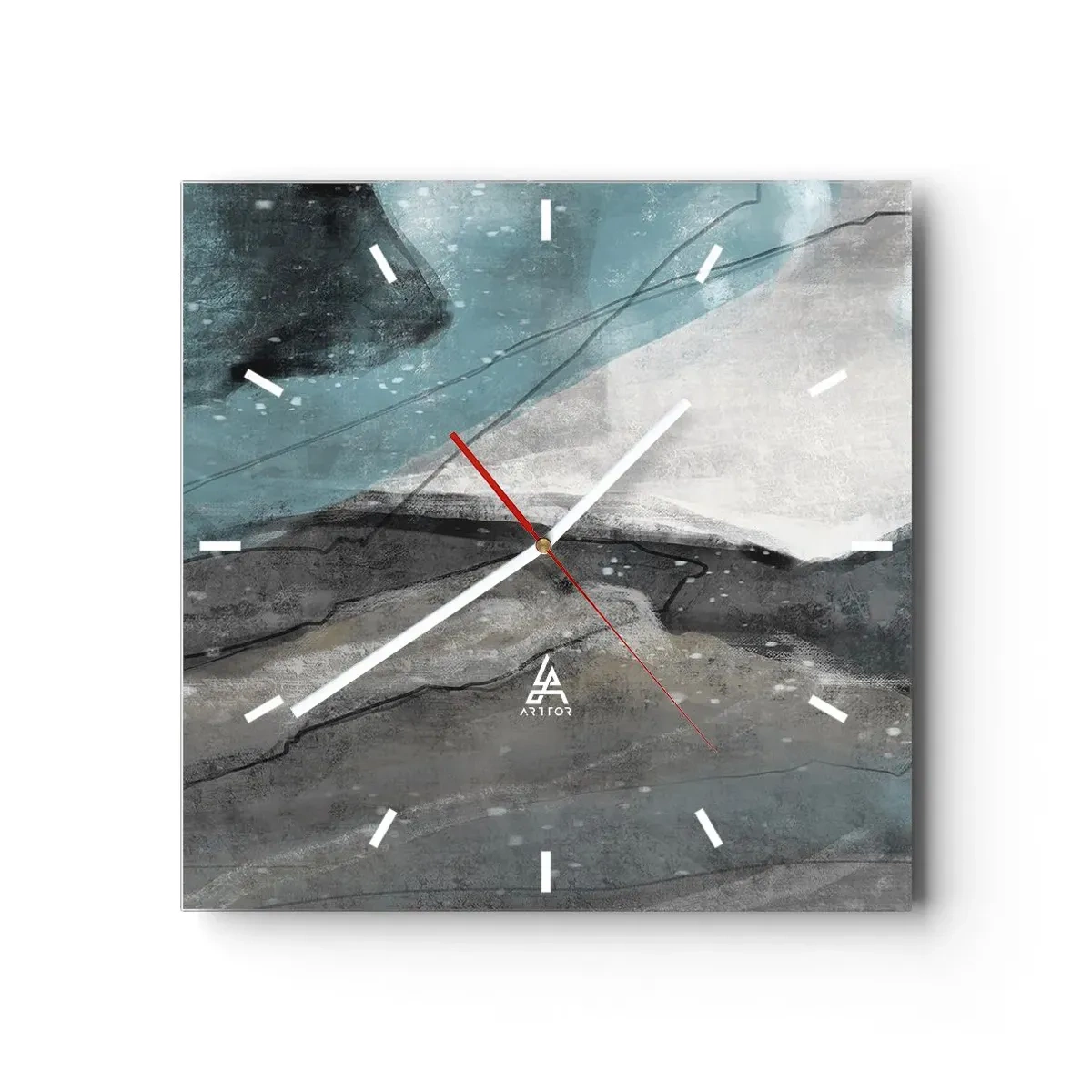 Väggklocka - Klocka på glas - Abstraktion: stenar och is - 30x30 cm