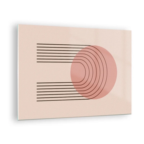 Glastavla - Bild på glas - Minimalistisk geometrisk grafik i beige nyanser - 70x50cm - Ostoppad attraktionskraft - Modern väggdekoration för vardagsrum och sovrum ARTTOR