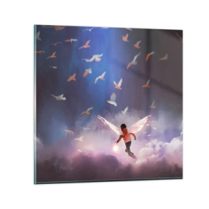 Glastavla - Bild på glas - Man måste ha fantasi och mod - 40x40 cm