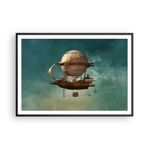 Affisch i svart ram - Jules Verne hälsar - 100x70 cm