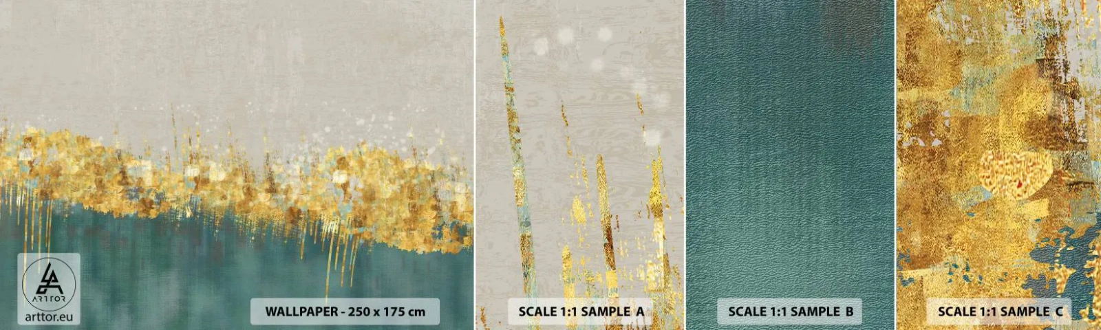 Provbit av självhäftande fototapet Deluxe Sticker - Den gyllene gränsen - Art déco, Bit, Pastell - 100x30 cm