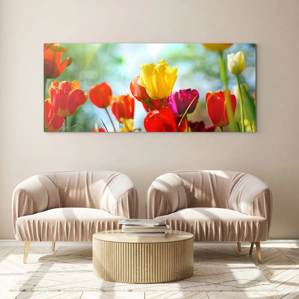 Glastavla - Bild på glas - Solens alla färger - 100x40 cm
