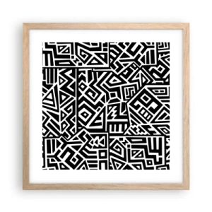 Affisch i ram av ljusek - Prekolumbisk komposition - 40x40 cm