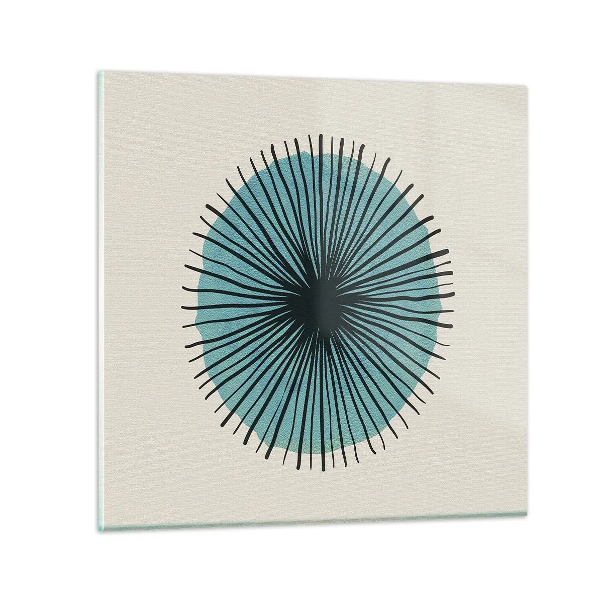 Glastavla - Bild på glas - Radier mot blått - 60x60 cm