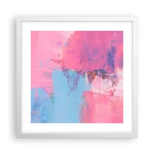 Affisch i vit ram - Rosa, blått och en gnutta ljus - 40x40 cm