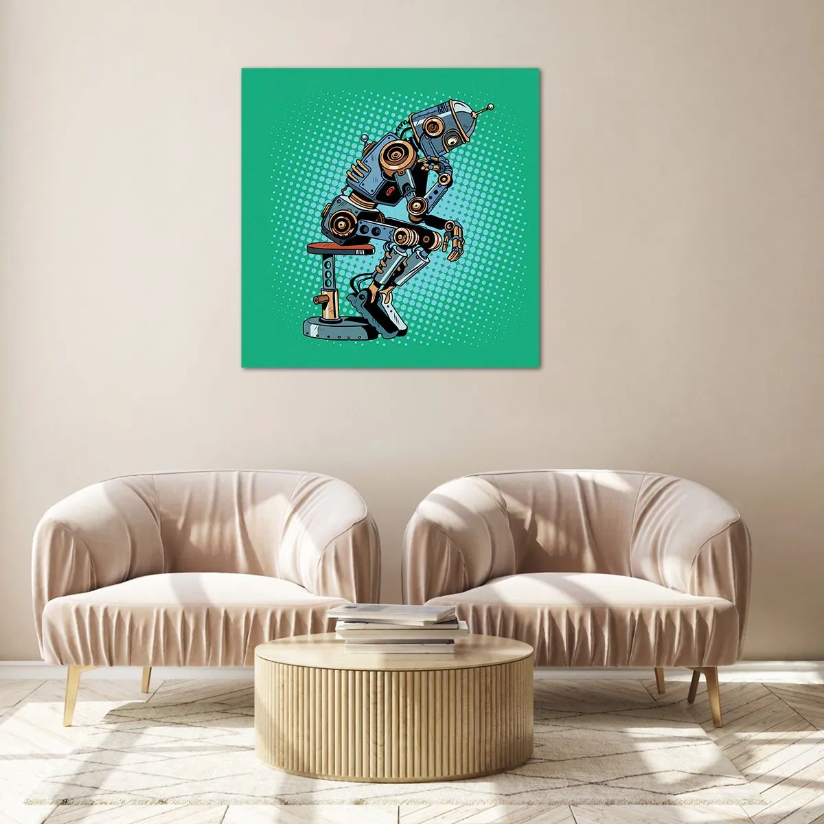 Glastavla - Bild på glas - Över existensens mening - 50x50 cm