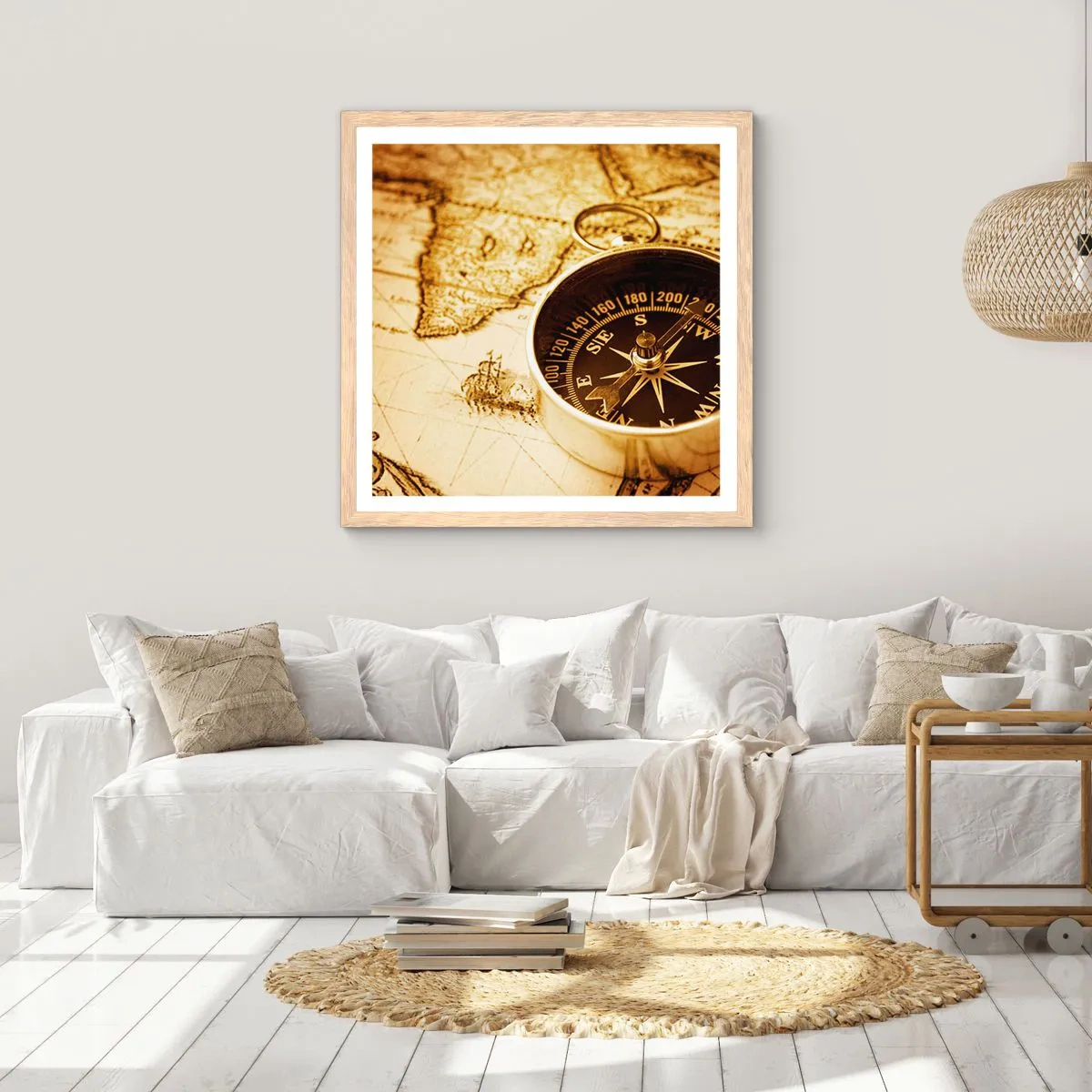 Affisch i ram av ljusek - Västerut eller österut? - 50x50 cm