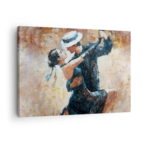 Canvastavla - Bild på duk - Ett par som dansar tango i romantisk, elegant stil - 70x50cm - A la Rudolf Valentino - Modern väggdekoration för vardagsrum och sovrum ARTTOR