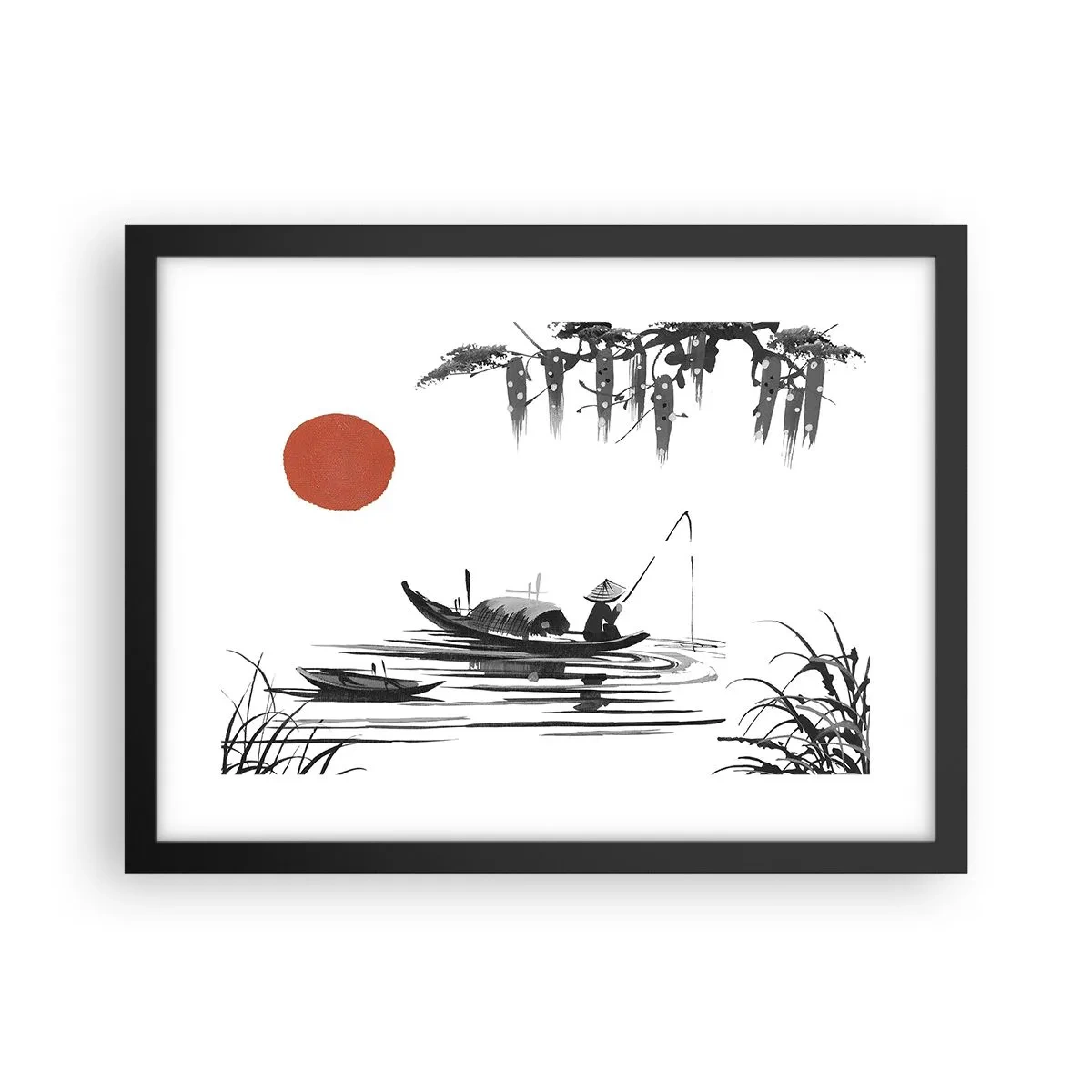 Affisch i svart ram - Asiatisk eftermiddag - 40x30 cm