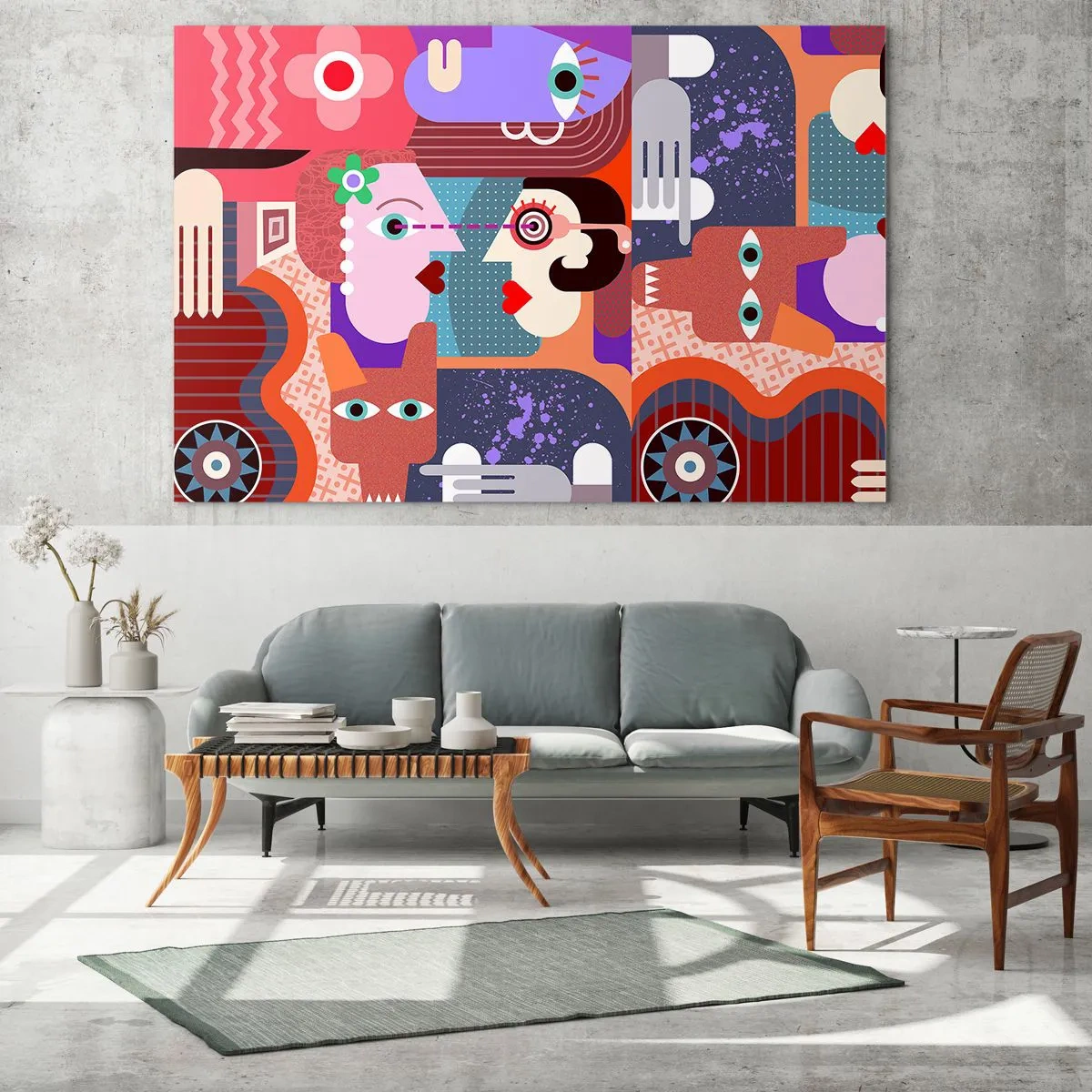 Glastavla - Bild på glas - Öga mot öga - 100x70 cm