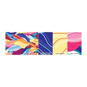 Provbit av självhäftande fototapet Deluxe Sticker - Färgglad röra - Abstraktion, Färgglada löv, Bit - 100x30 cm