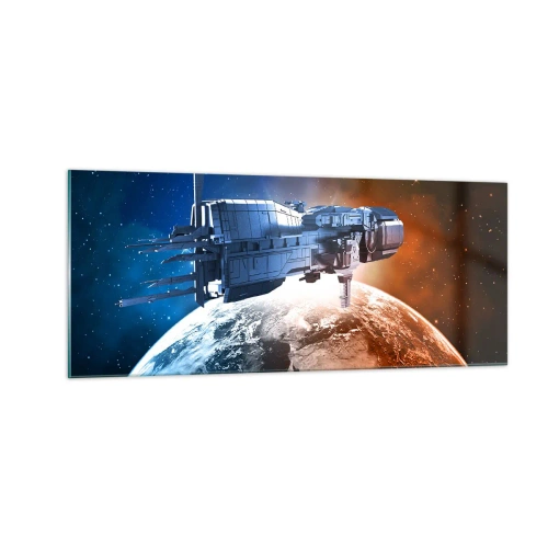 Glastavla - Bild på glas - Uppmärksam åskådare - 100x40 cm