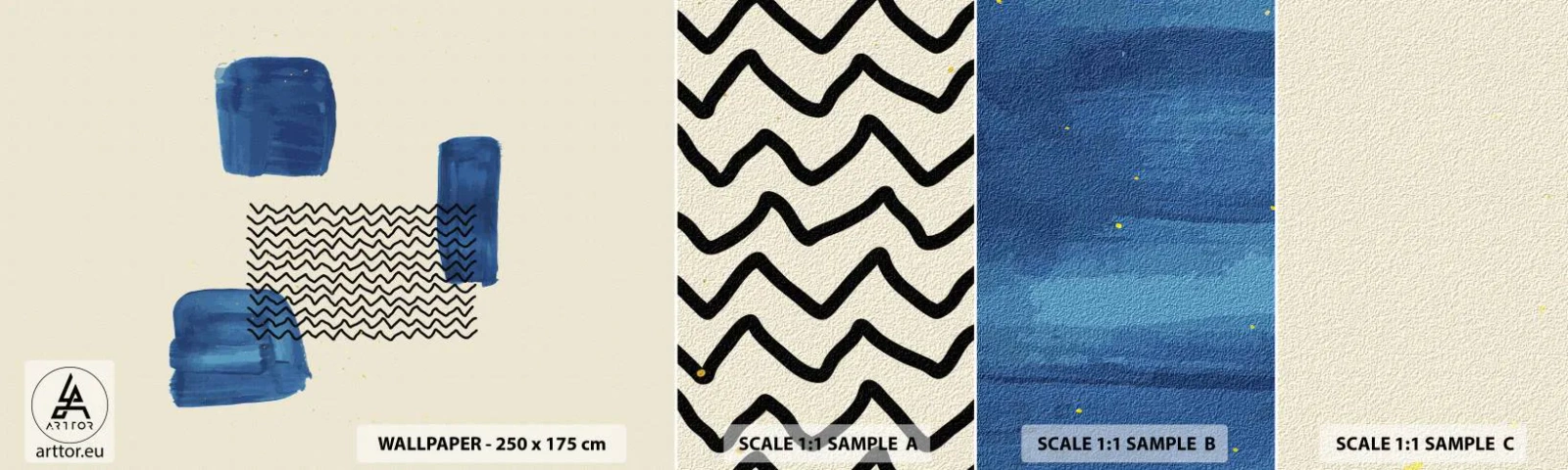 Provbit av självhäftande fototapet Deluxe Sticker - Abstrakt kvartett - Abstraktion, Bit, Modern konst. - 100x30 cm