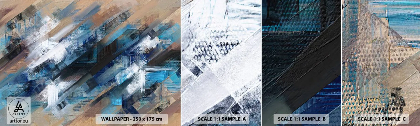 Provbit av självhäftande fototapet Deluxe Sticker - På en blå sluttning - Bit, Abstraktion, Färger - 100x30 cm