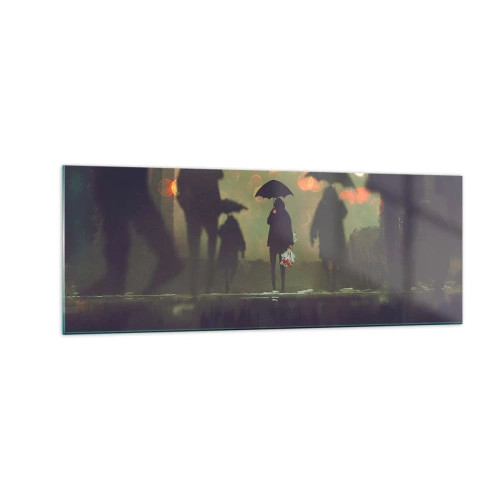 Glastavla - Bild på glas - Ur vattendroppens perspektiv - 140x50 cm