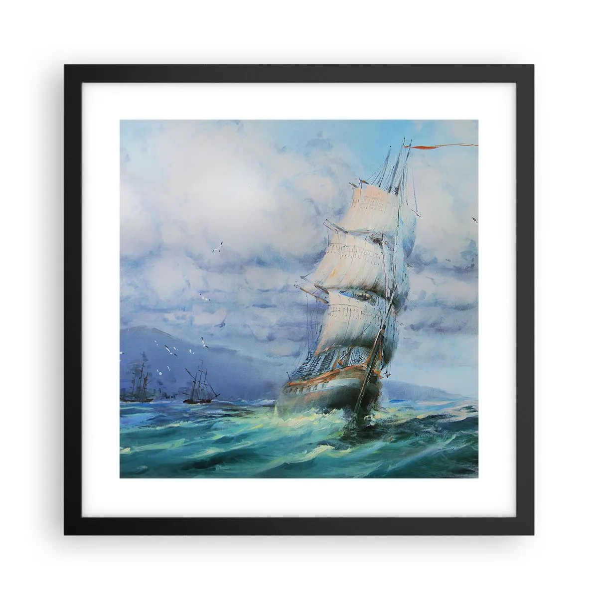Affisch i svart ram - Goda vindar - 40x40 cm