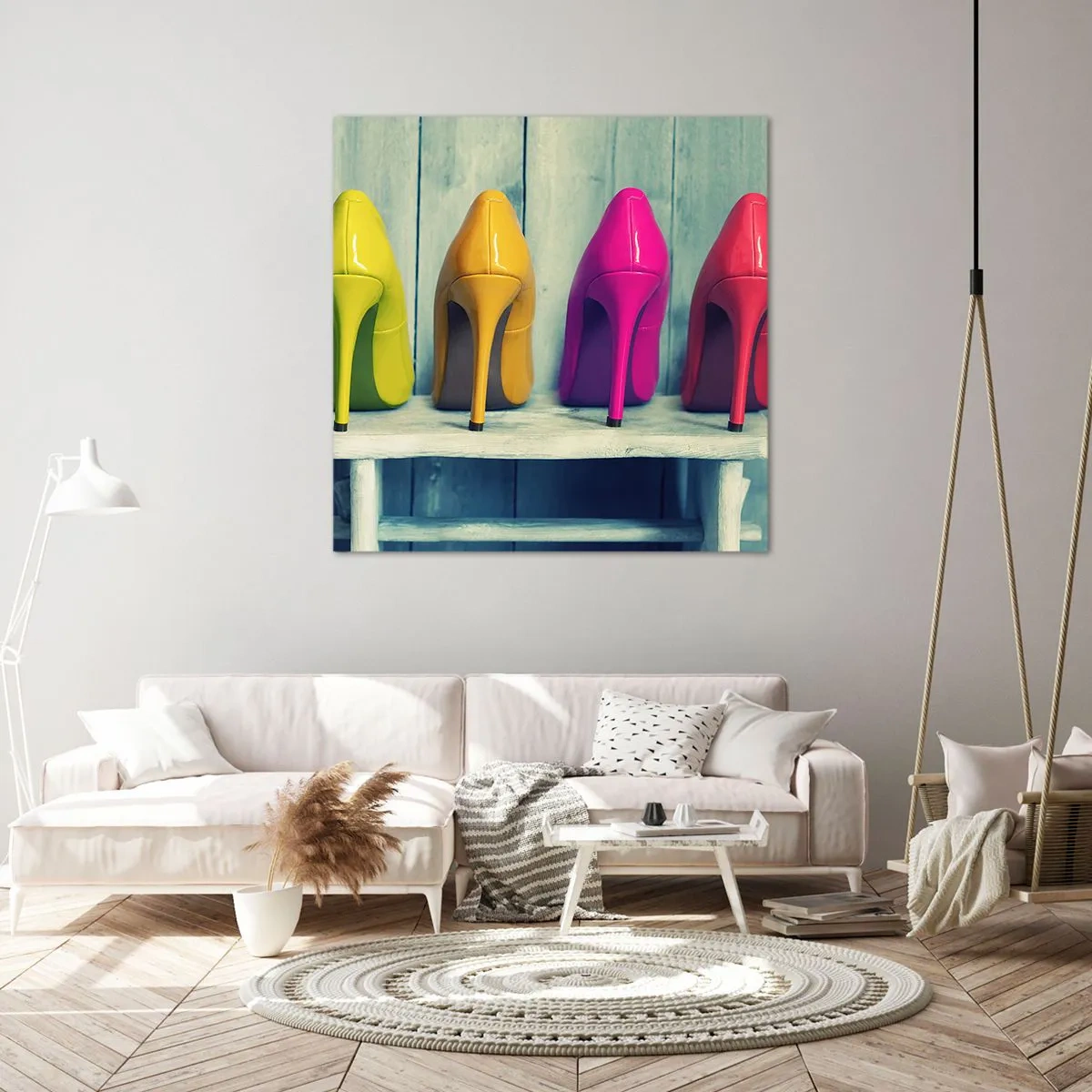 Canvastavla - Bild på duk - En promenad på regnbågen - 60x60 cm