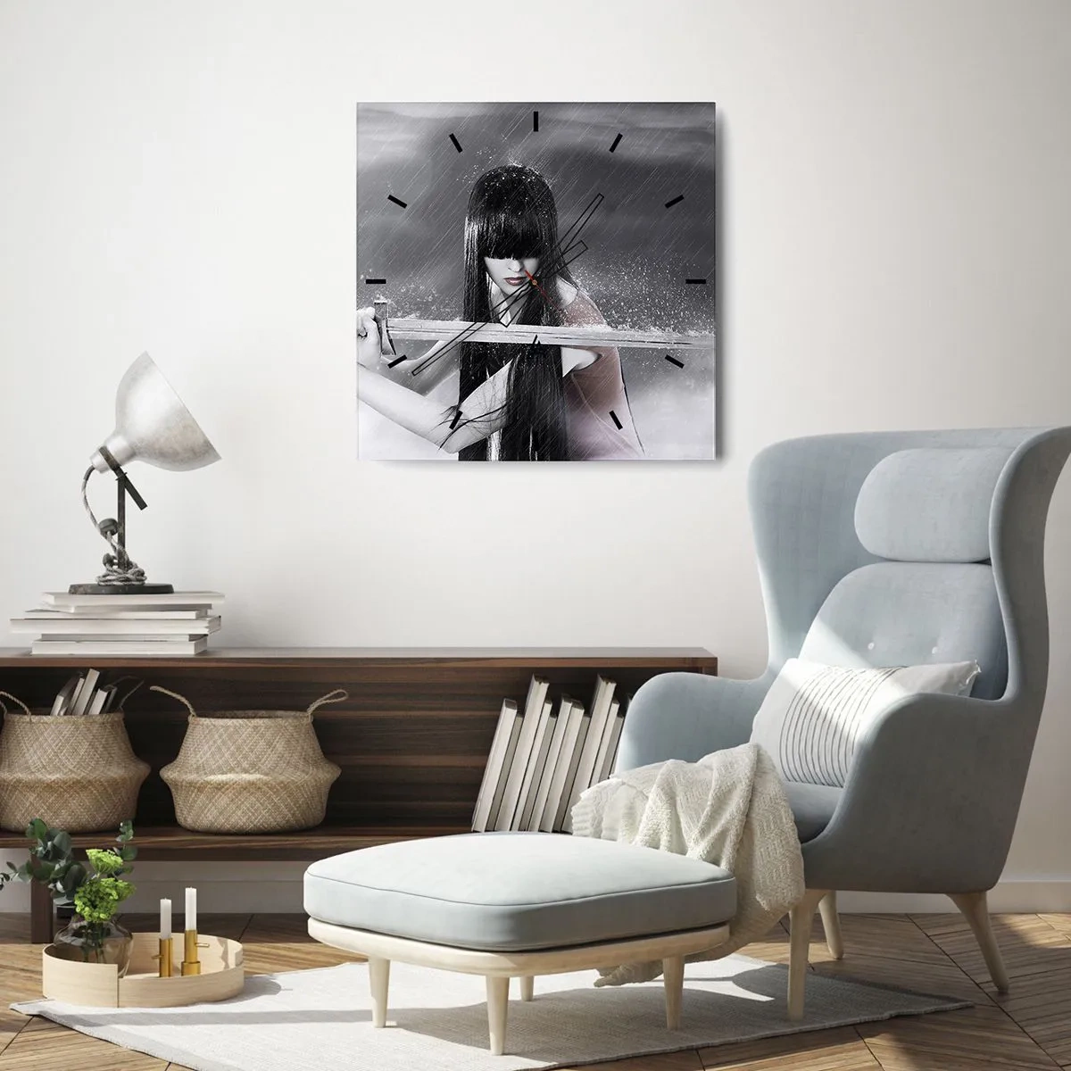 Väggklocka - Klocka på glas - Vacker och farlig - 40x40 cm