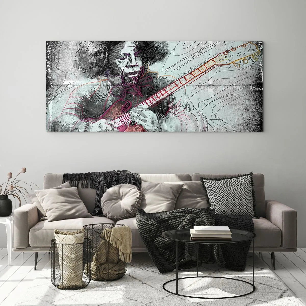 Glastavla - Bild på glas - På musikens vågor - 100x40 cm