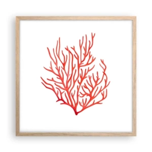 Affisch i ram av ljusek - Filigran av korall - 50x50 cm