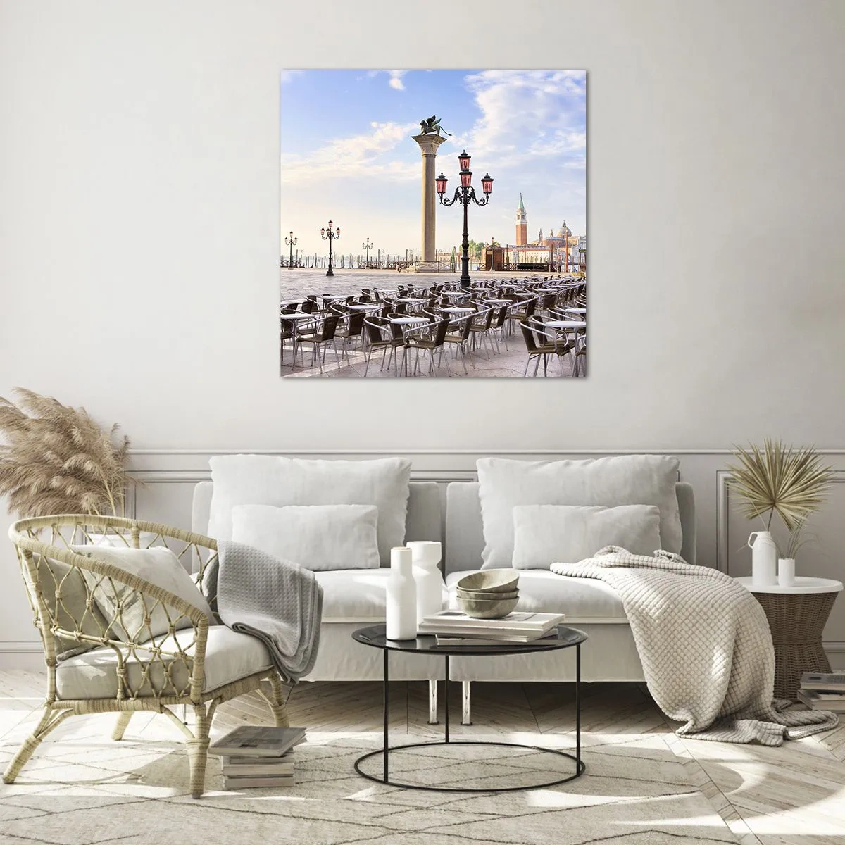 Glastavla - Bild på glas - Välkommen, allt är färdigt - 40x40 cm