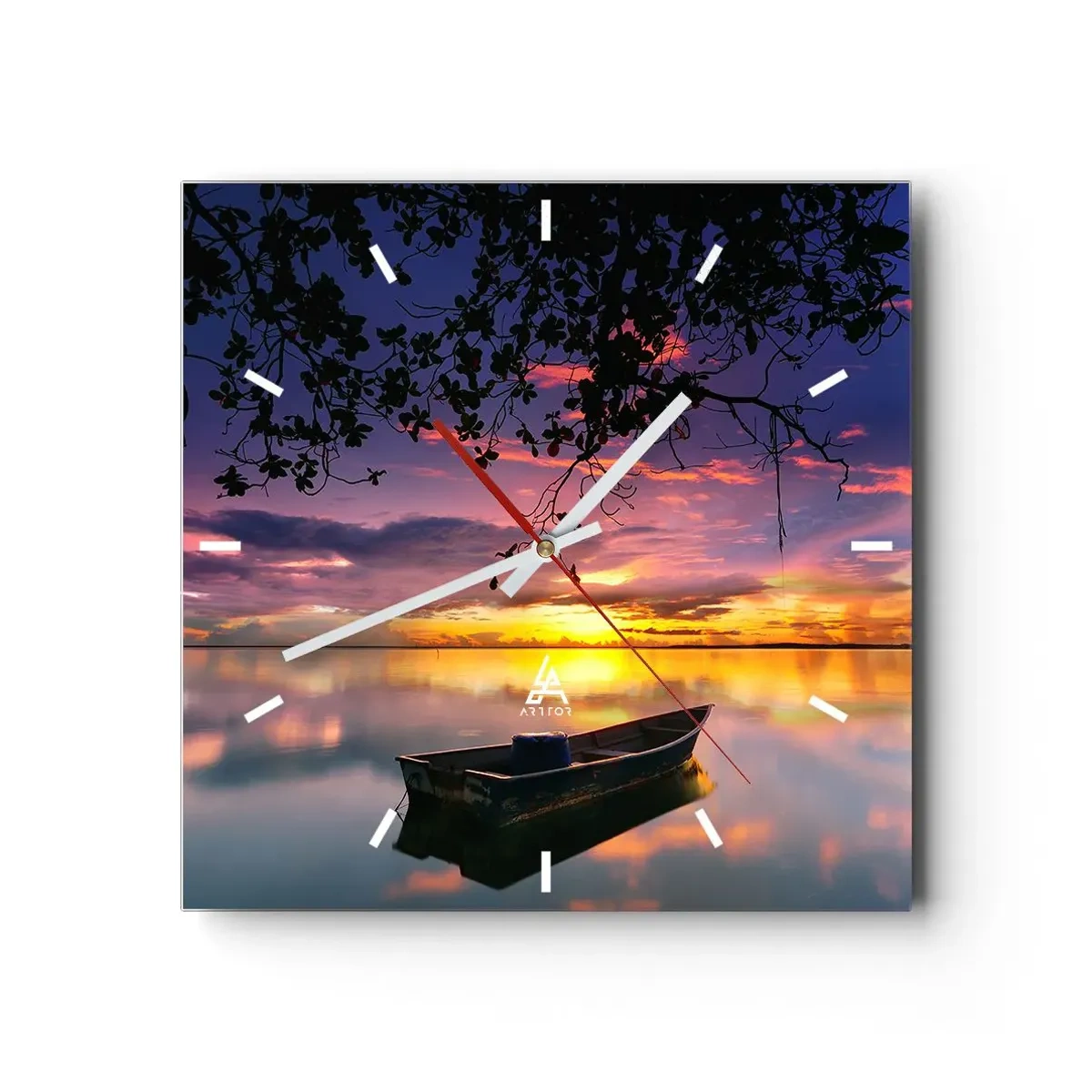 Väggklocka - Klocka på glas - "Du verkar hänga i mitten av himmelvalvet…" - 30x30 cm