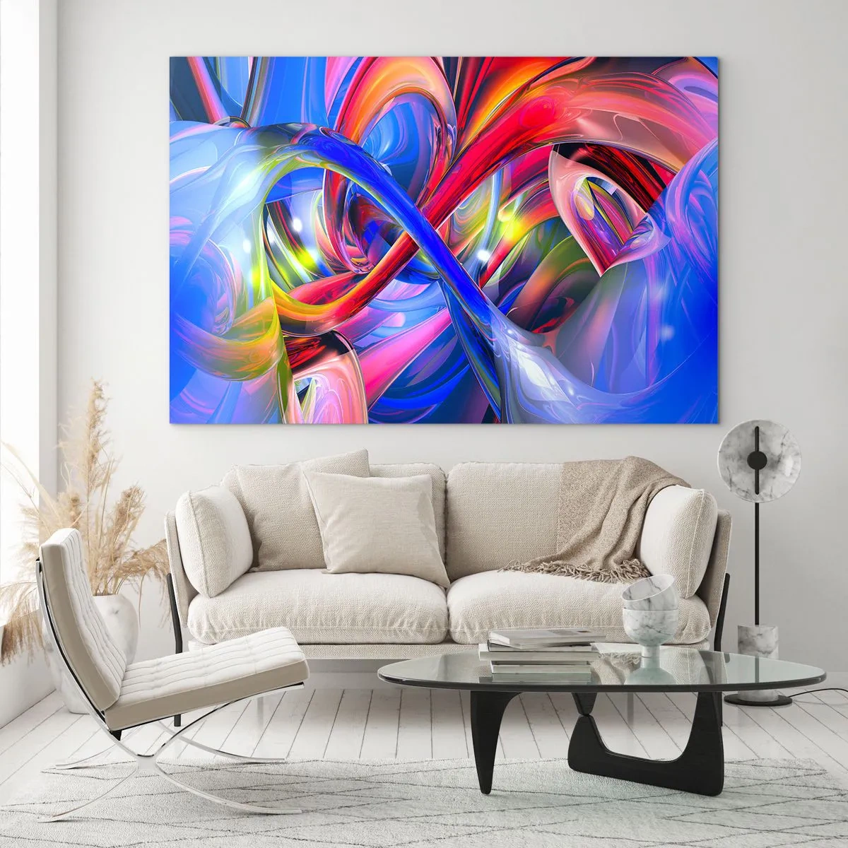 Glastavla - Bild på glas - Färgdans - 120x80 cm