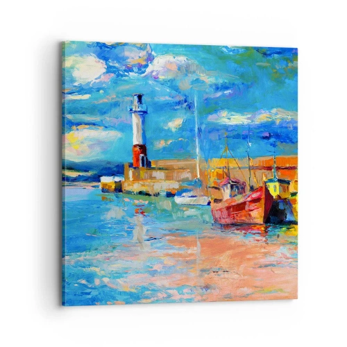 Canvastavla - Bild på duk - Eftermiddag i regnbågsviken - 70x70 cm
