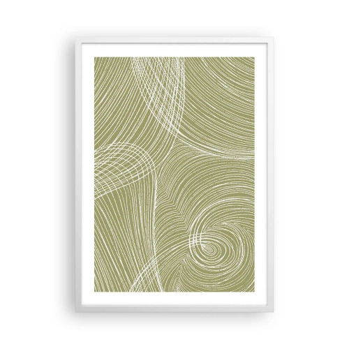 Affisch i vit ram - Intrikat abstraktion i vitt - 50x70 cm